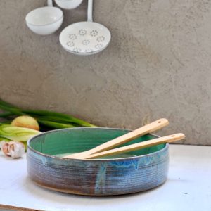 Bol bleu et vert, céramique d’Ingrid Debard