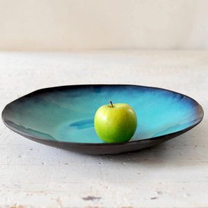 Coupe bleu lagon, céramique d’Ingrid Debard