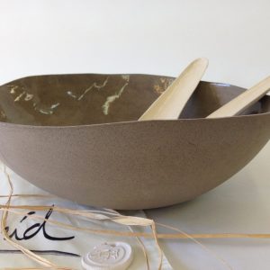 Grand saladier gris, céramique d’Ingrid Debard