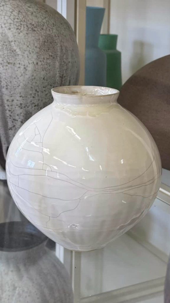 Jarre lune blanche craquelée