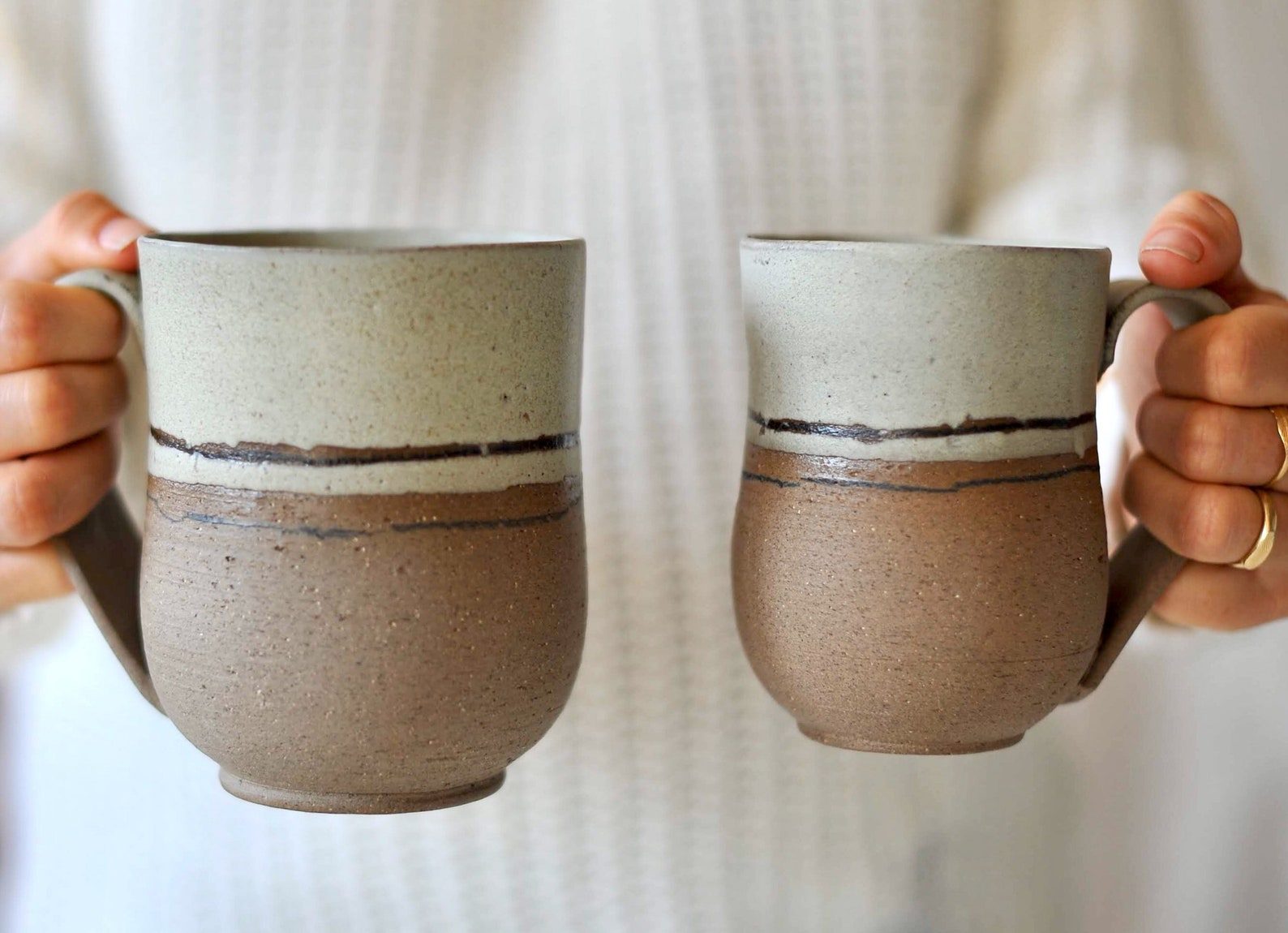 Mug crème et gris clair, autre vue