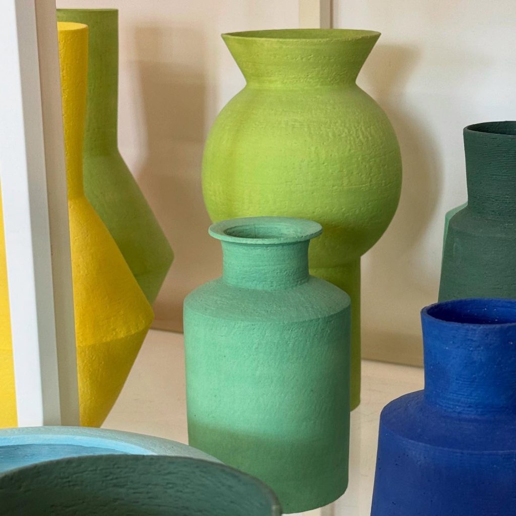 Vases mats vert anis, menthe et jaune